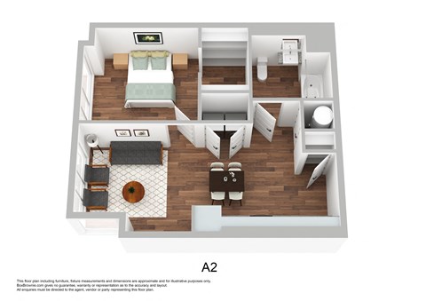 Floor plan for 1 bed, 1 bath, 681 sqft